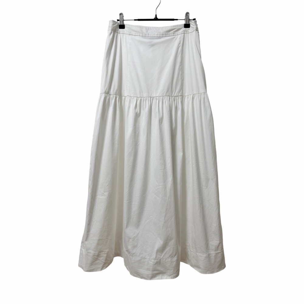 WHBM White House Black Market Poplin A-Line Maxi Skirt Size 4 White Cottagecore
